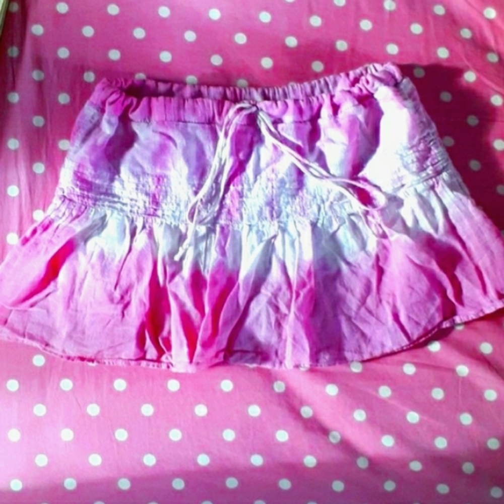 F21 Pink & White Tye Dye Ruffles MiniSkirt
